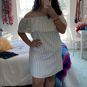 Striped off the shoulder dress